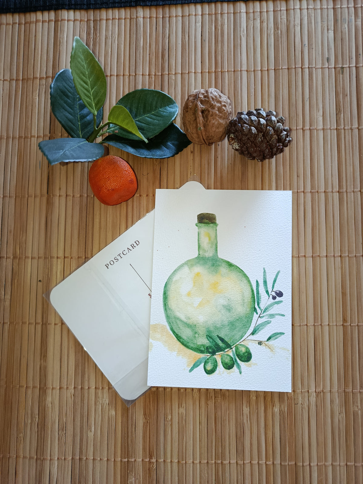 Carte  l'huile d'Olives - illustration alimentaire