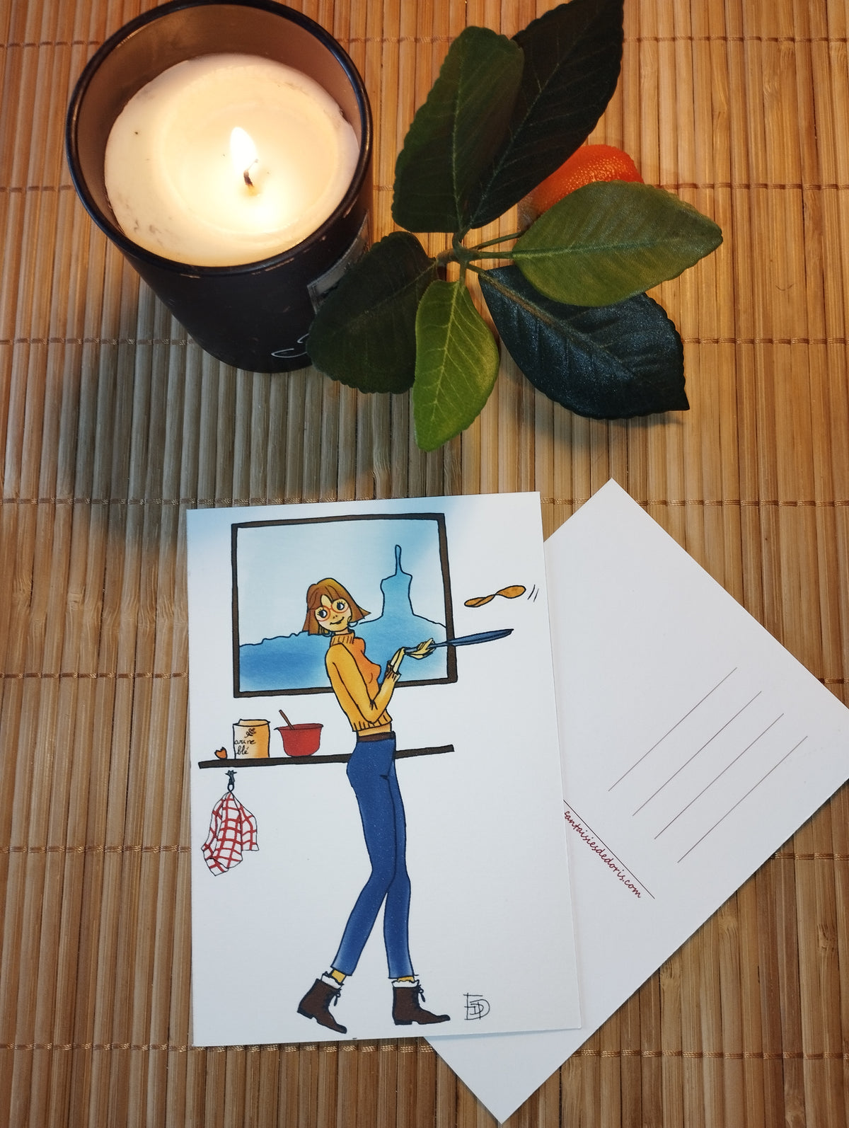 Carte Laurette et la Chandeleur- Portrait