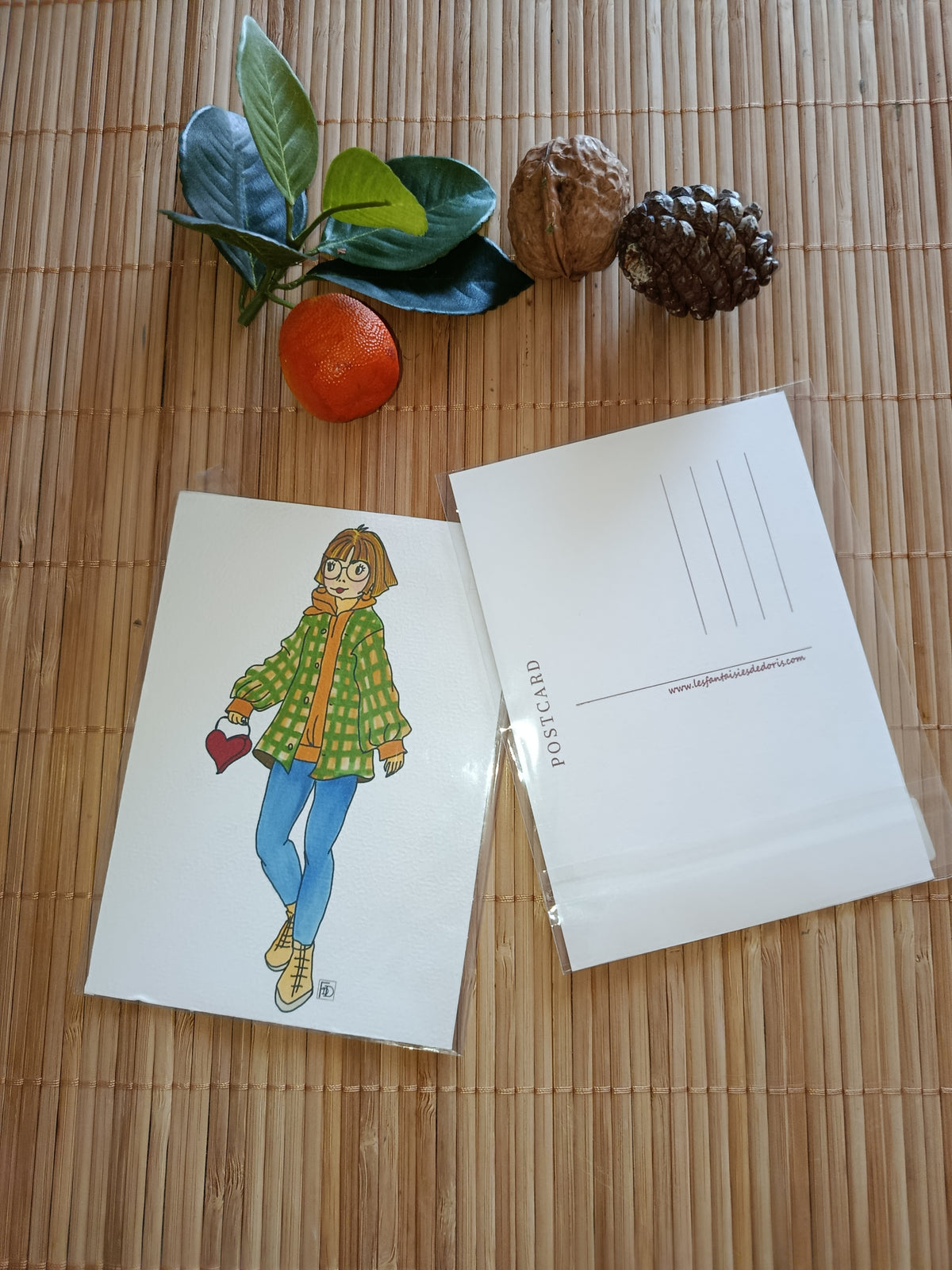 Carte Laurette avec le sac coeur - Portrait