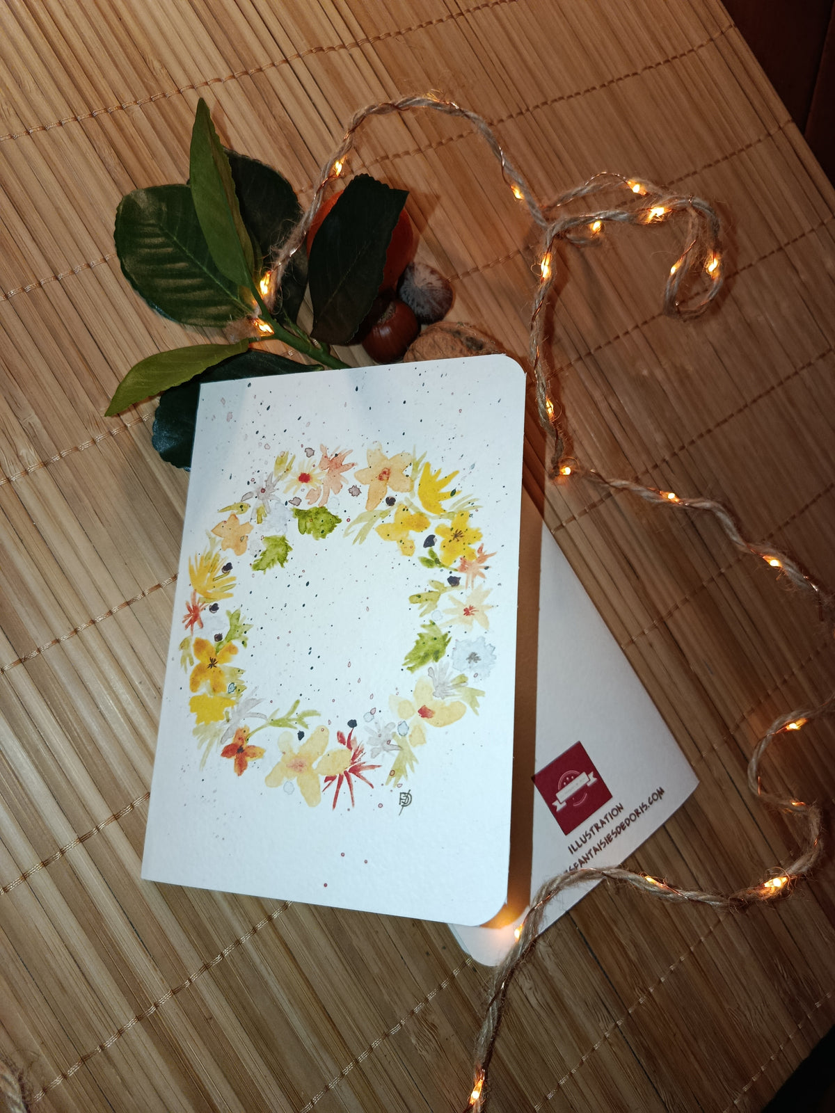 Carte couronne de fleurs printanière - illustration florale