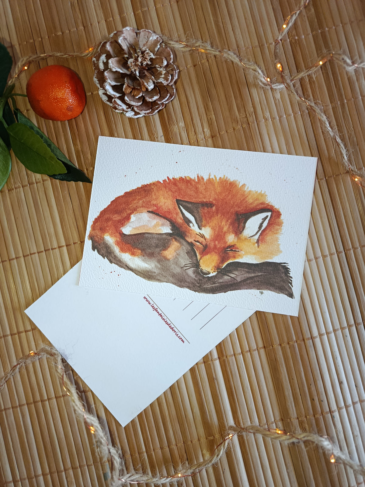 Carte Le Renard endormi- illustration animalière