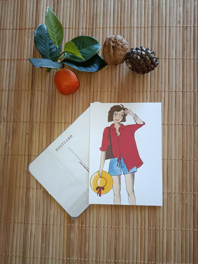 Carte postale aquarelle Laurette en vacances