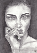 Affiche Portrait féminin au fusain