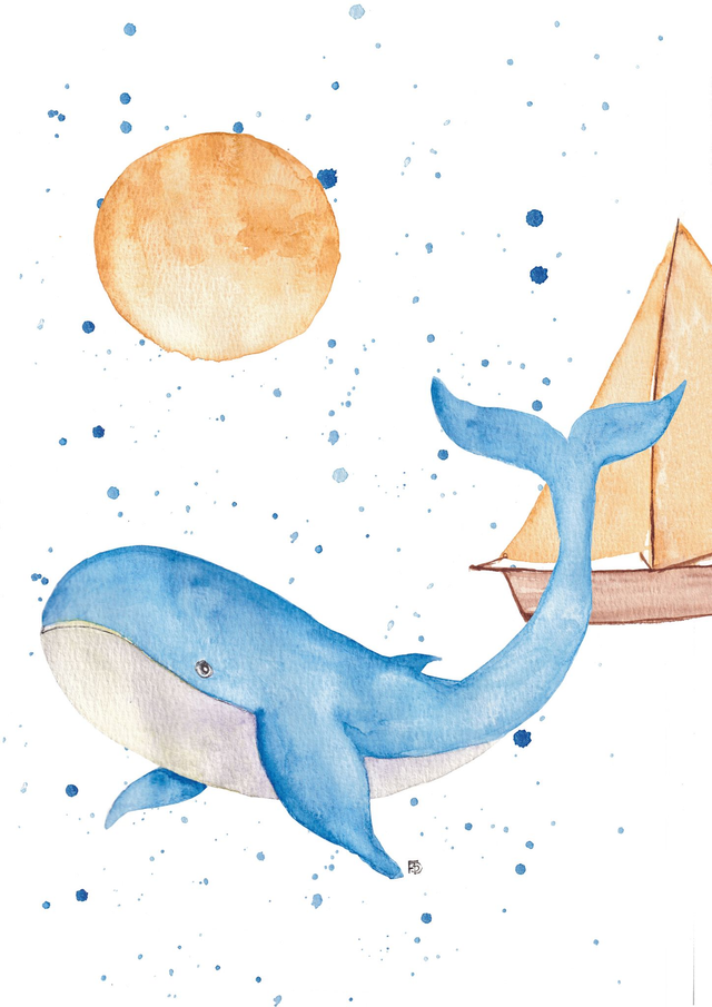 Affiche Baleine - illustration marine