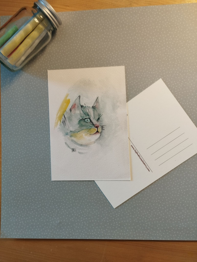 Carte Chat Bleu - illustration animalière