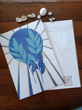 Affiche Cyanotype - Lune et feuillage