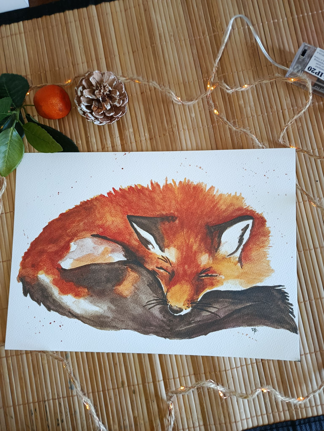 Affiche Renard endormi - Illustration animalière