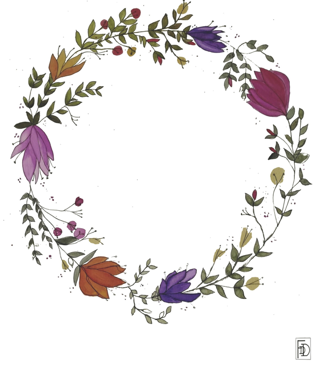Affiche couronne de fleurs - illustration florale