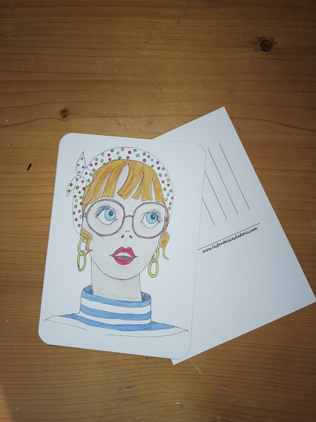 Carte Laurette  au foulard à pois - Personnage