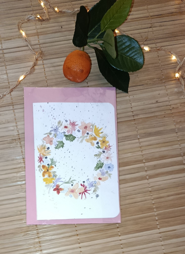 Carte couronne de fleurs printanière - illustration florale