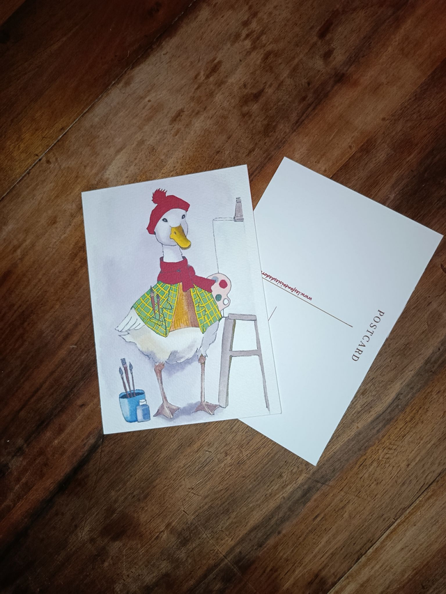 Carte Canard peintre - illustration animalière