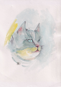 Affiche chat bleu - illustration animalière