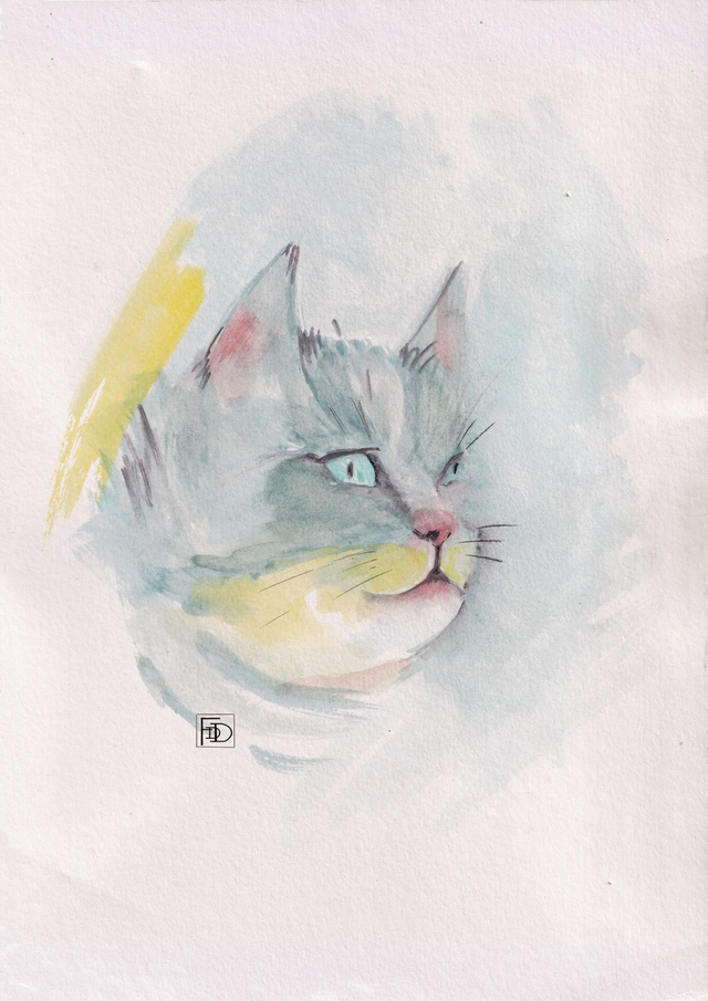 Affiche chat bleu - illustration animalière